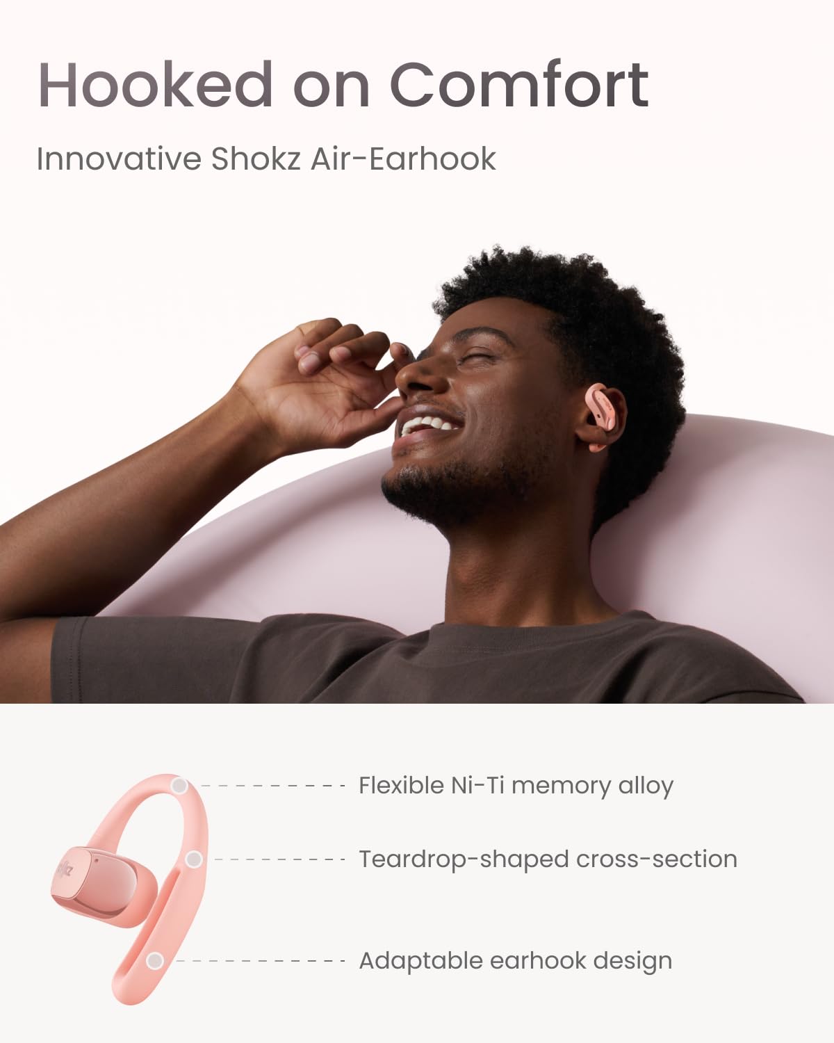 SHOKZ OpenFit Air Open-Ear Headphones, True Wireless Bluetooth Earphones with Mic, Fast Charging, 28h Playtime, IP54 Waterproof for Workout - Black