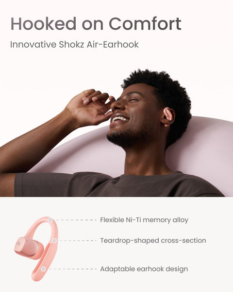 SHOKZ OpenFit Air Open-Ear Headphones, True Wireless Bluetooth Earphones with Mic, Fast Charging, 28h Playtime, IP54 Waterproof for Workout - Black