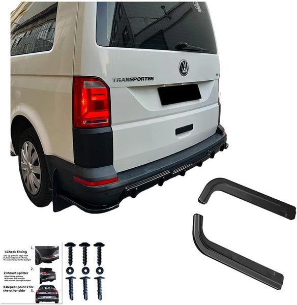 Oneway Rear Side Diffusors compatible with Volkswagen Transporter T6/T6.1 2015-2022 - Gloss black