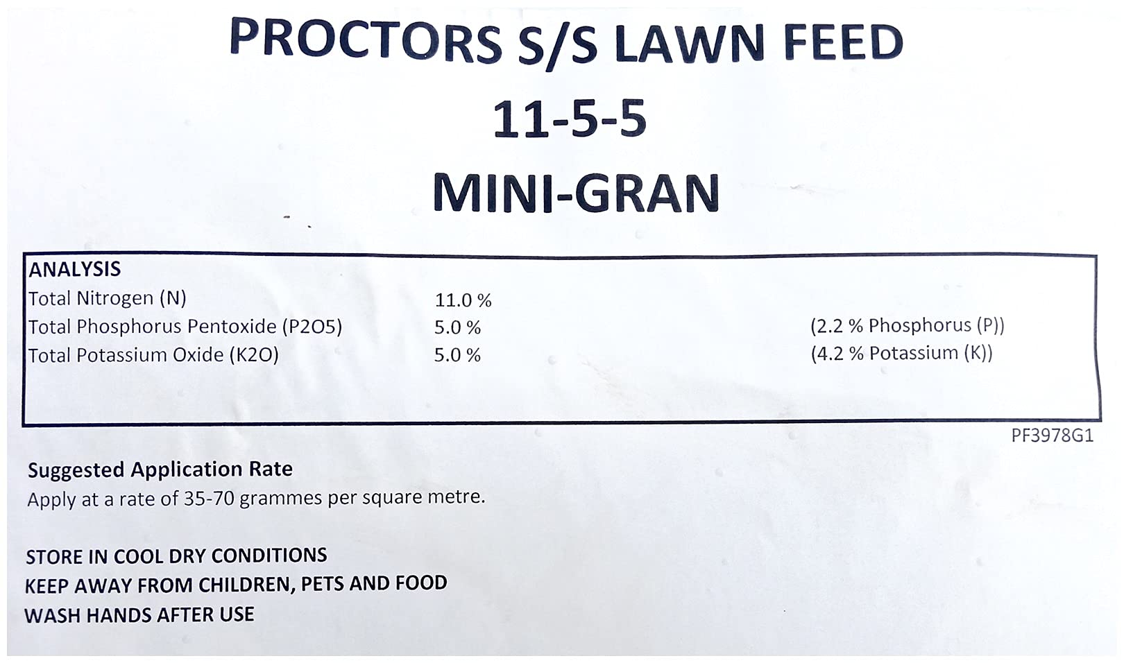 20kg bag of Proctors Spring and Summer Lawn Grass Food