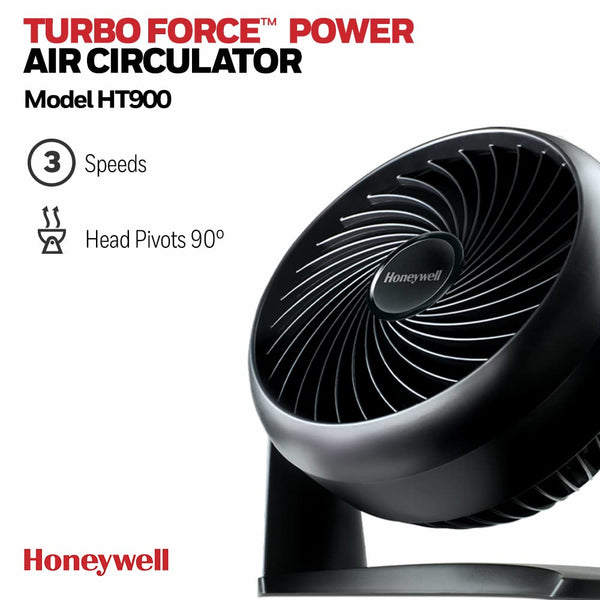 Honeywell TurboForce Power Fan (Quiet Operation Cooling, 90° Variable Tilt, 3 Speed Settings, Wall Mount Feature, Table Fan) HT900E