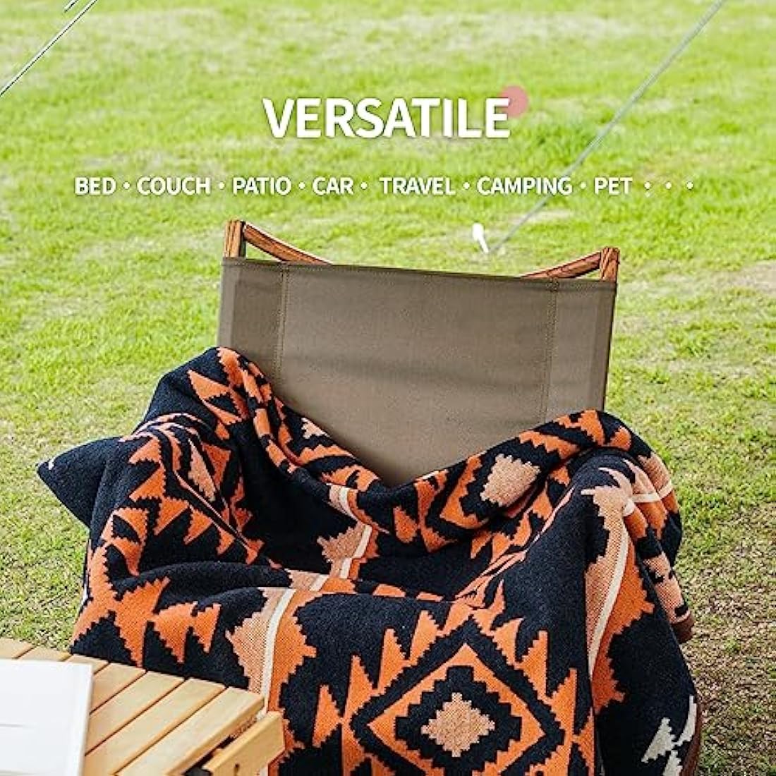 ACUSHLA Merino Wool Thorw Blanket - Warm Thick Washable Large Throw - Great Outdoor Camping Sleeping Blanket All Seasons Morocco Dark Blue 79" x63"