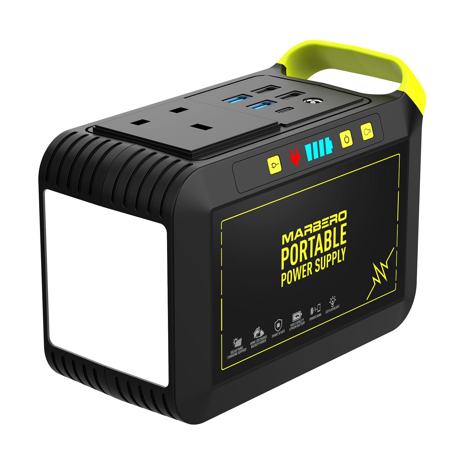 MARBERO Portable Power Station 98Wh Large Battery Pack 100W(150W Peak) Solar Generator Camping Backup with AC Plug Socket with LED Light for Outdoor Adventure RV Trip Home Blackout Emergency
