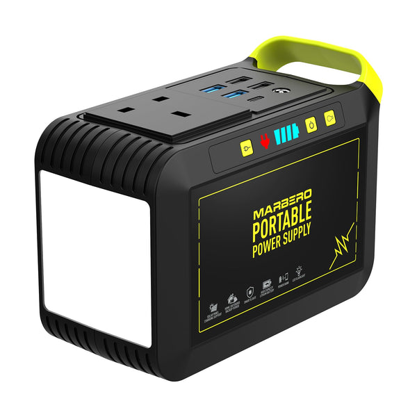 MARBERO Portable Power Station 98Wh Large Battery Pack 100W(150W Peak) Solar Generator Camping Backup with AC Plug Socket with LED Light for Outdoor Adventure RV Trip Home Blackout Emergency