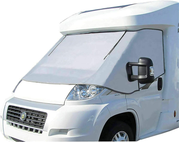 External Zip Turn Down Silver Thermal Screen Cover for Fiat Ducato Peugeot Boxer Citroen Relay X250/290 from 2006-2025 Campervan Motorhome Cab Insulation Blind