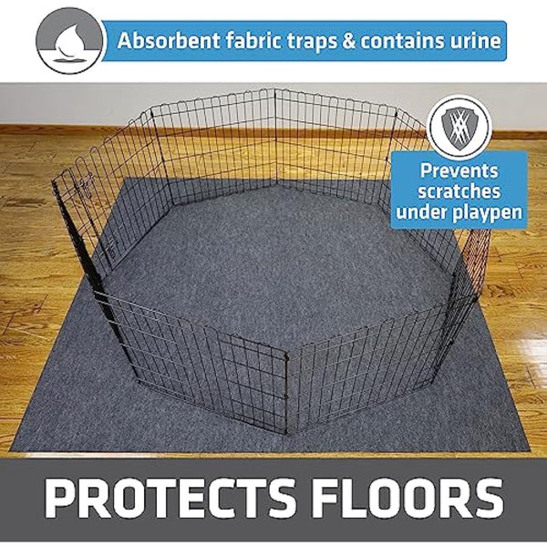 Drymate Dog Playpen Mat, Absorbent, Waterproof, Non-Slip, Machine Washable, XL Size (60” x 74”), Reusable Puppy Pad for Training, Whelping, Housebreaking, Incontinence, and Crate/Kennel (USA Made)