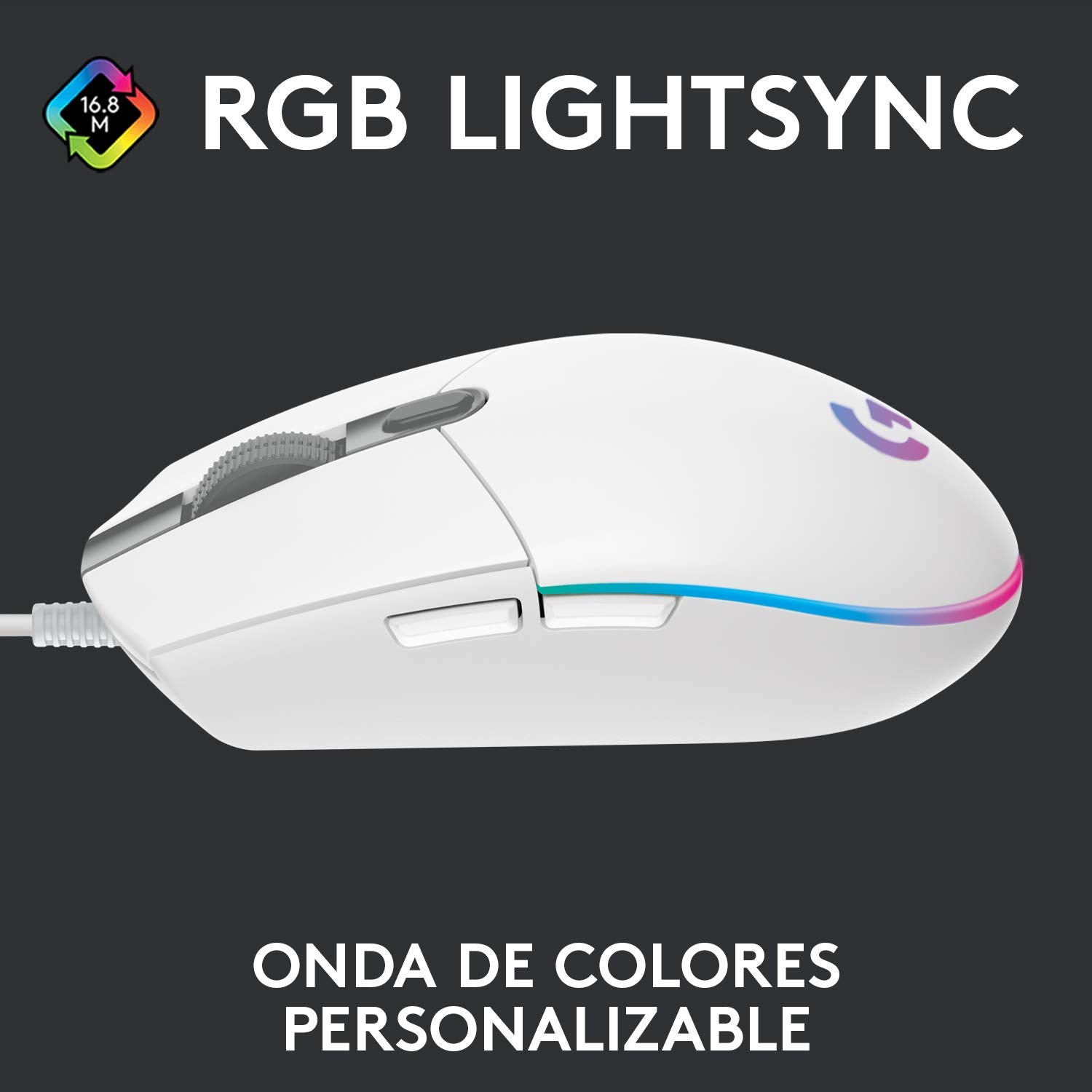 Logitech G203 LIGHTSYNC Gaming Mouse with Customizable RGB Lighting, 6 Programmable Buttons, Gaming Grade Sensor, 8K DPI Tracking, Lightweight - Lilac