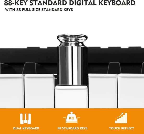 MUSTAR Digital Piano 88 Weighted Keys Hammer Action, Full Size 88 Key Piano Keyboard Weighted, Electric Keyboard Piano with Bluetooth Connection, Portable Case, Sustain Pedal, White