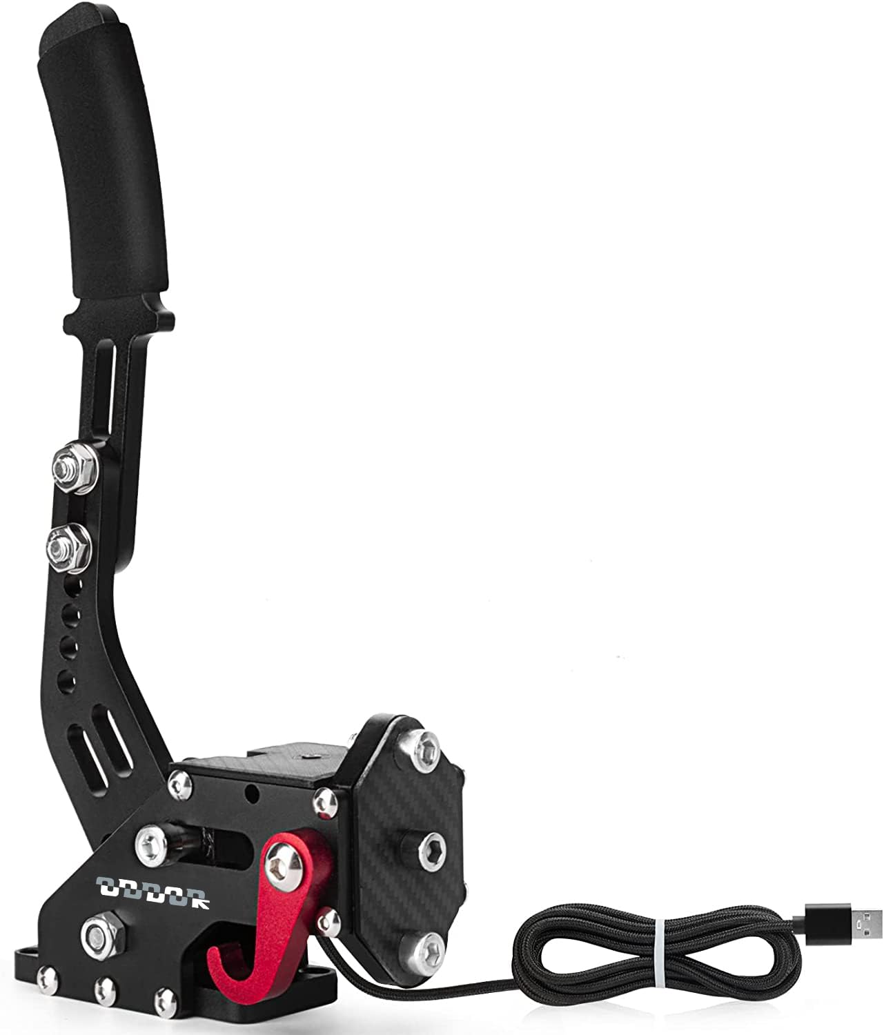 aikeec 64Bit PC USB Handbrake, Upgrade SIM Racing Games Handbrake for LO GITECH G25 G27 G29 T500 T300 THRUST MASTER FANATECOSW DIRT RALLY, 2M Nylon Cable/Reinforced Spring/Red+Clamp