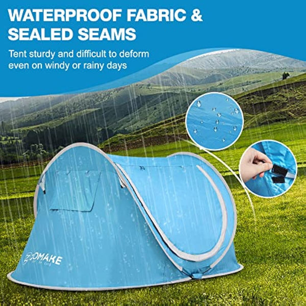 Easy Pop Up Tent 2-4 Person Waterproof - Pop-Up Camping Tents Automatic Tent Throw Pop Up Instant Flip Pop Tent for Camping,by ZOAMKE
