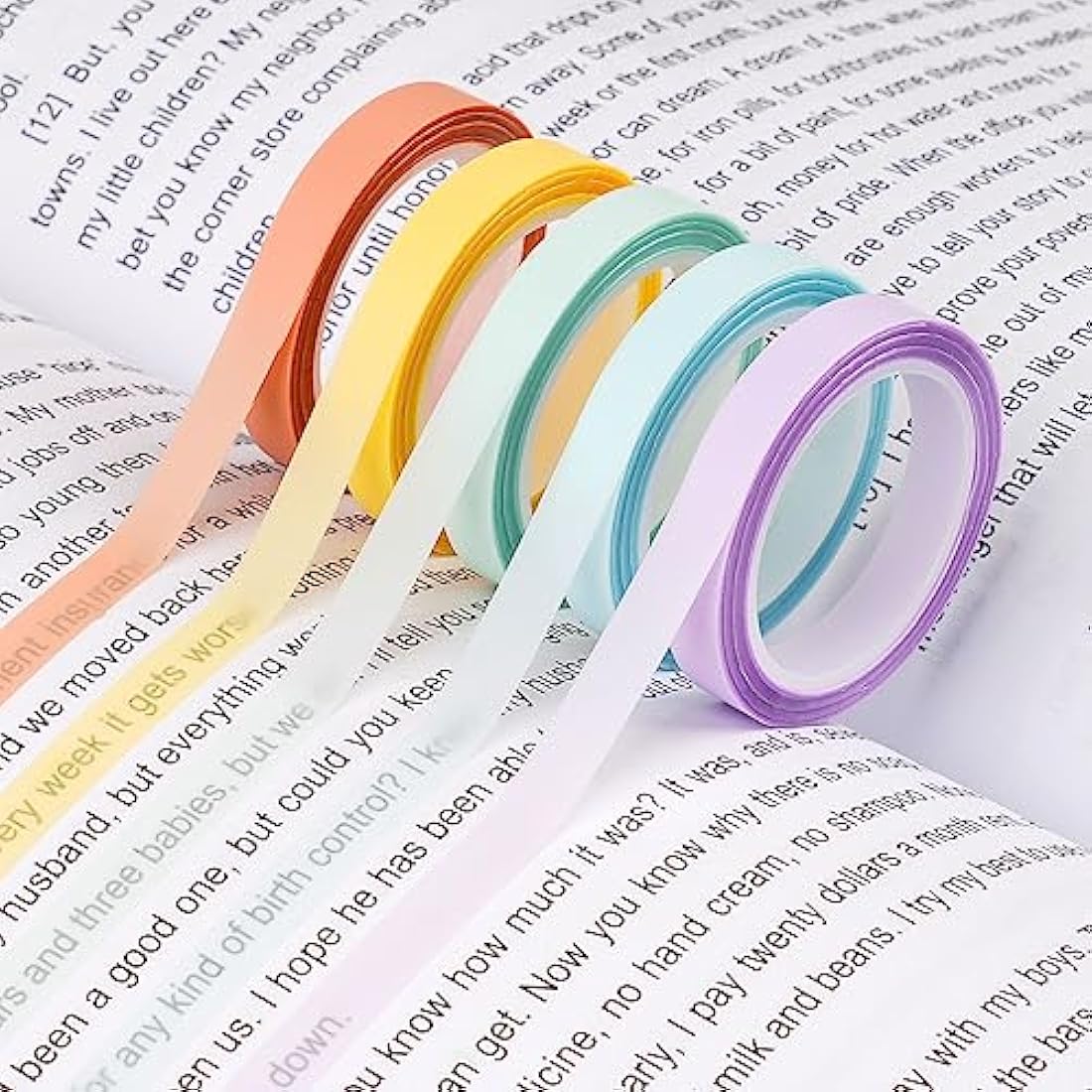 Hoiny Highlighter Tape, 10 Rolls Transparent Highlighter Strips, Removable Transparent Sticky Notes, Colorful Index Tabs, Book Annotation Kit for Revision Supplies Study Essentials