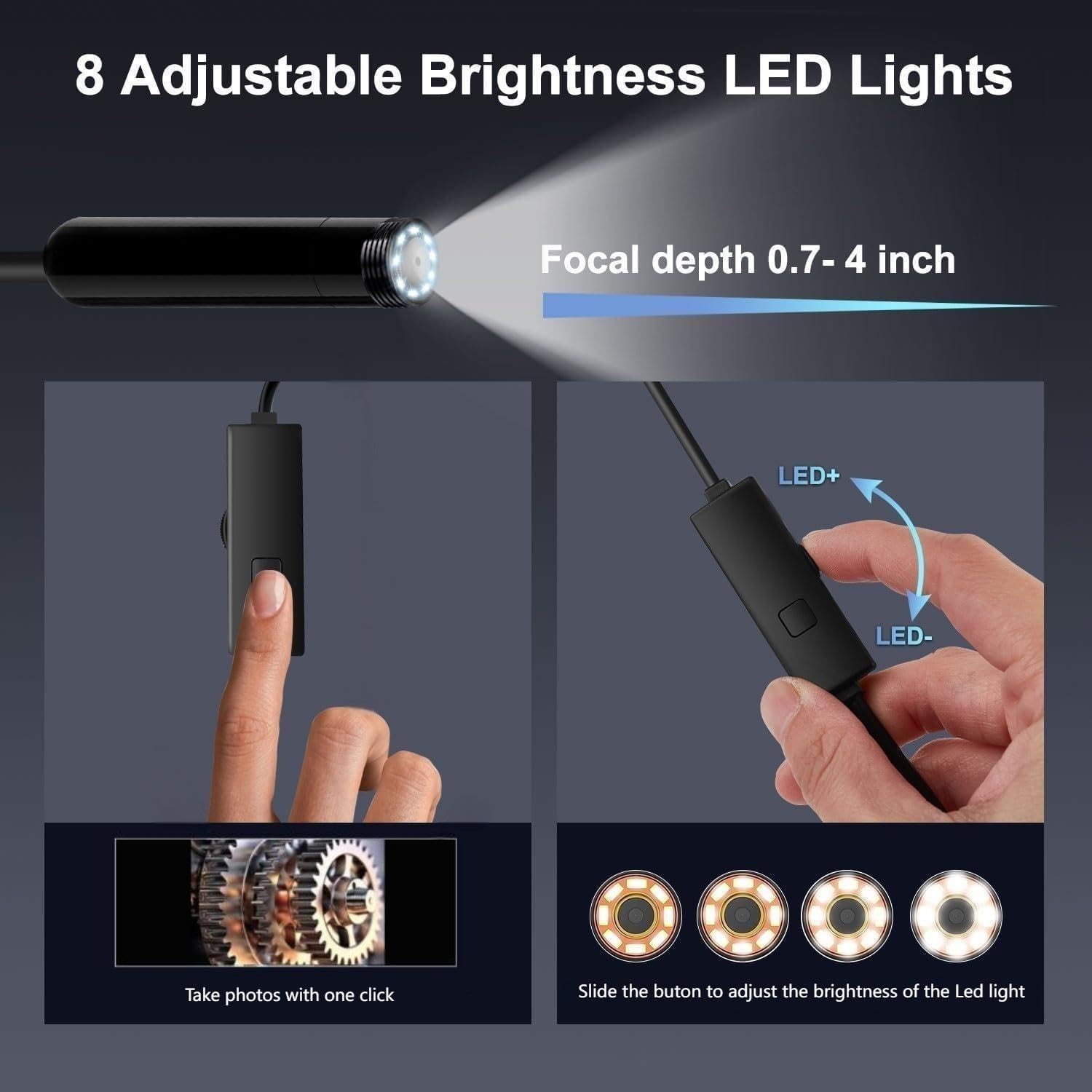 GOLDEGGS Two-Way Articulating Endoscope Inspection Camera with Light, IP67 Waterproof Flexible Snake Borescope Camera for Wall/Automotive/Sewer/Air Conditioner/Home Appliance Repair with (5.2FT/1.5M)