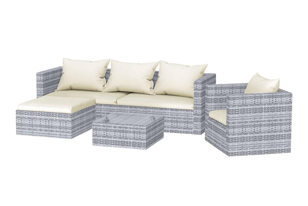 bigzzia Rattan Garden Furniture Set, 4 piece Patio Rattan furniture sofa Weaving Wicker includes 2 Armchairs,1 Double seat Sofa and 1 table (Black)