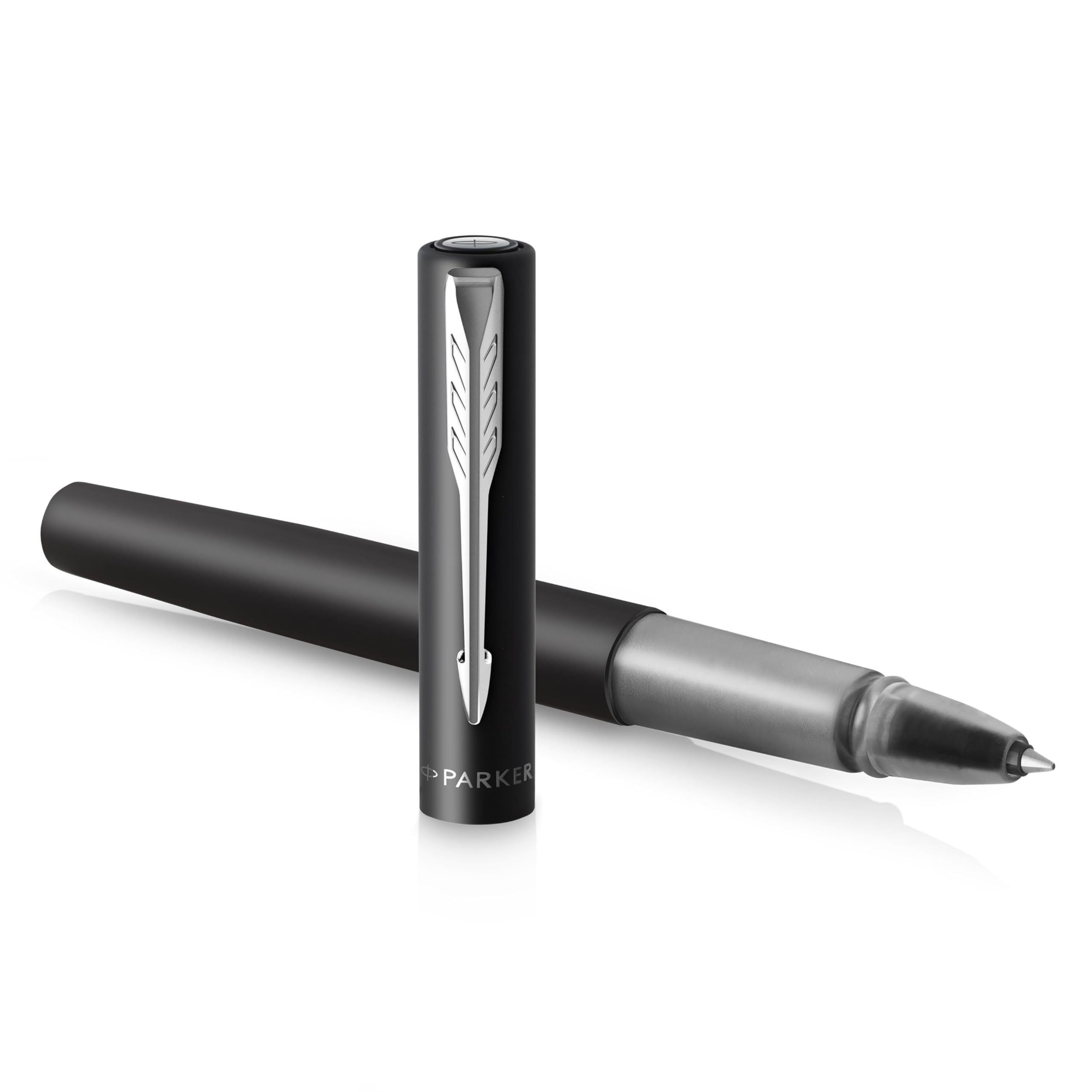 Parker Vector Fountain Pen | Black with Chrome Trim | Medium Nib | Blue Ink | Hangtab