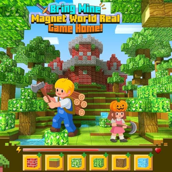 100PCS Magnetic Blocks-Build Mine Magnet World Forest Edition Toys for 3 4 5 6 7 Year Old Boys & Girls, Magnetic Tiles Sensory Kids Toys for 3+ Years Old Girls Boys, Building Construction Kids Game