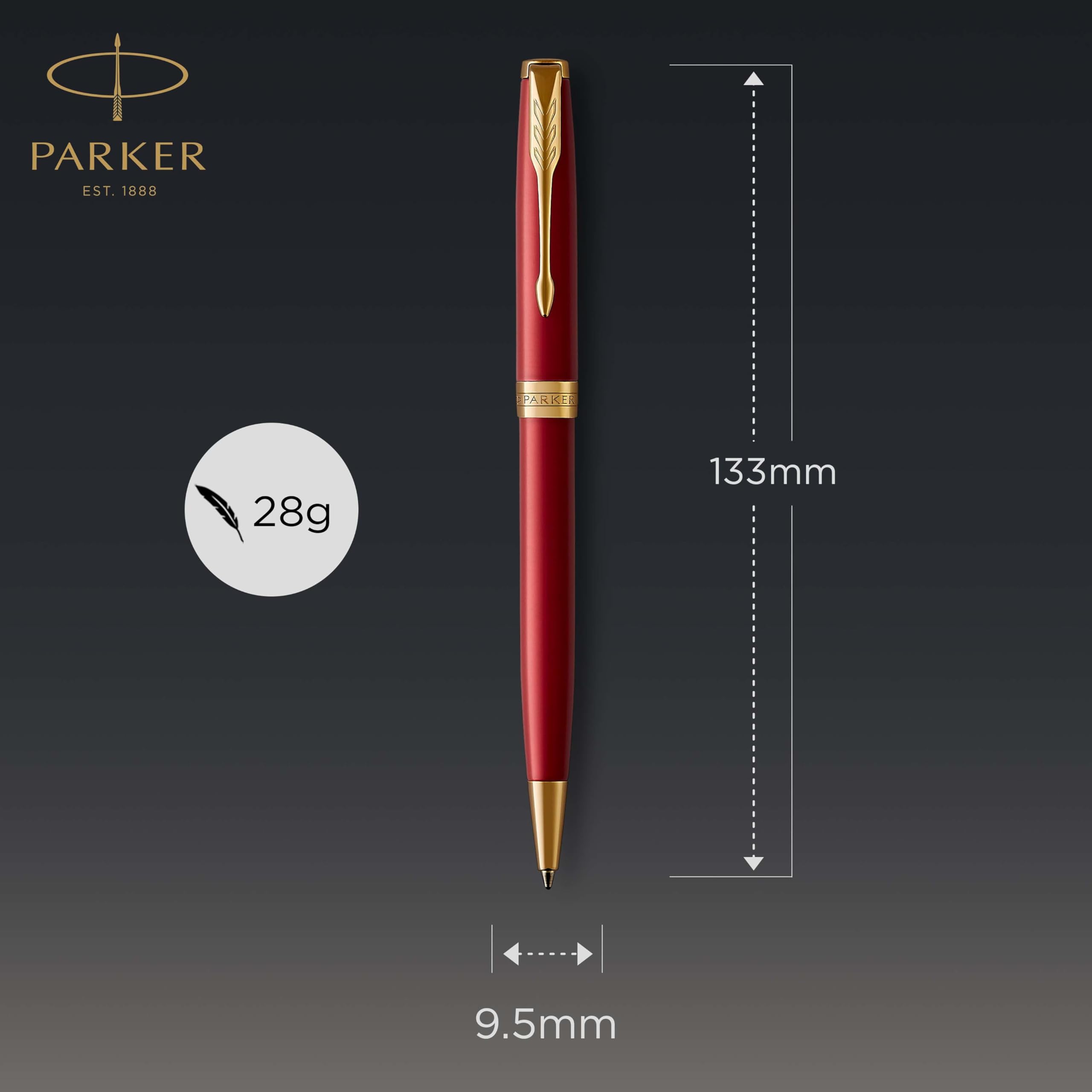Parker Sonnet Ballpoint Pen | Stainless Steel with Gold Trim | Medium Point | Handwriting Pens & Stationery Supplies | Black Ink | Gift Box