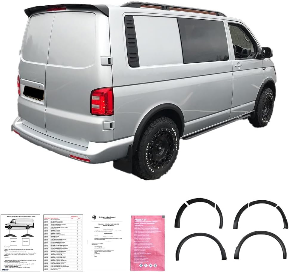 Oneway Set Wheel Arch Trims compatible with Volkswagen Transporter T6 2015-2019 (Short wheel base) - Matt black