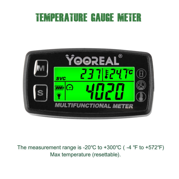 Yooreal Engine Temperature Gauge,TEMP Meter,User Shutdown Tachometer for Scooter Snowmobile Mini Bike Motorcycle Lawn Mower Generator Dump Truck