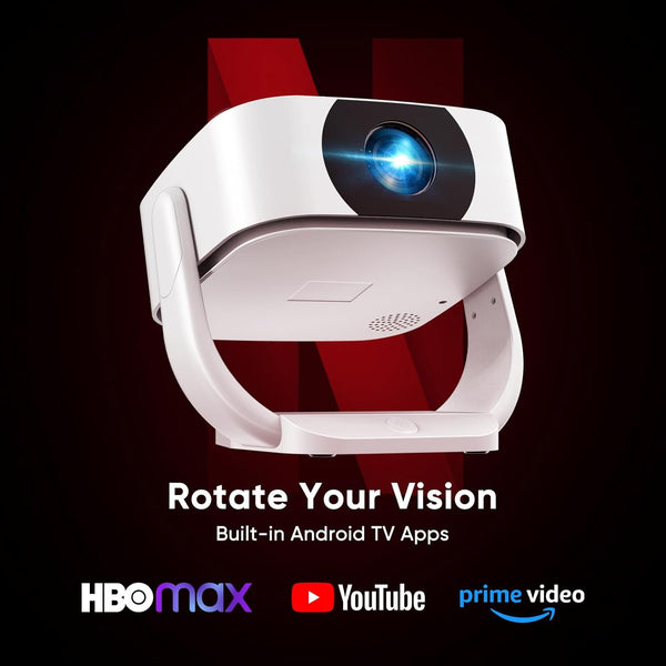[Built-in Apps with Netflix]Projector, Native 1080P Mini Projector 4K Support with WiFi and BT, 500ANSI E-Focus/Auto Keystone 50% Zoom 270° Rotatable Portable for Bedroom/Outdoor, Remote/Mouse Control