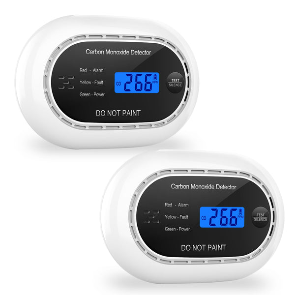 Carbon Monoxide Detector with LCD Digital Display, CE Certified CO Alarm with Sealed in 10 Year Battery, Standalone Audible CO Detector for Home,Black,1 Pack