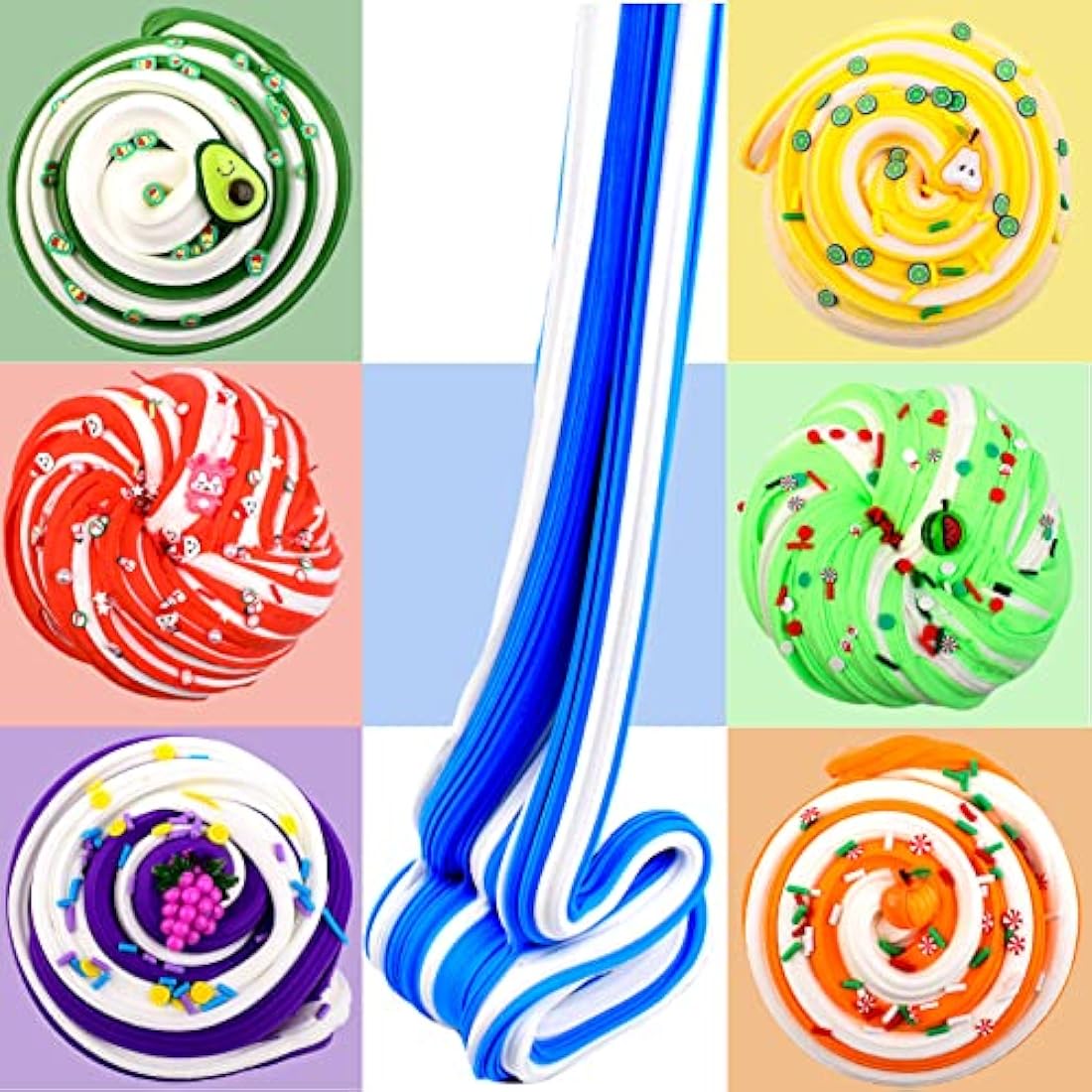 7 Pack Fluffy Butter Rainbow Slime, Non-Sticky and Soft for Boys, Scented Slime Party Favors, Birthday Gift, Stress Relief Toy for Kids