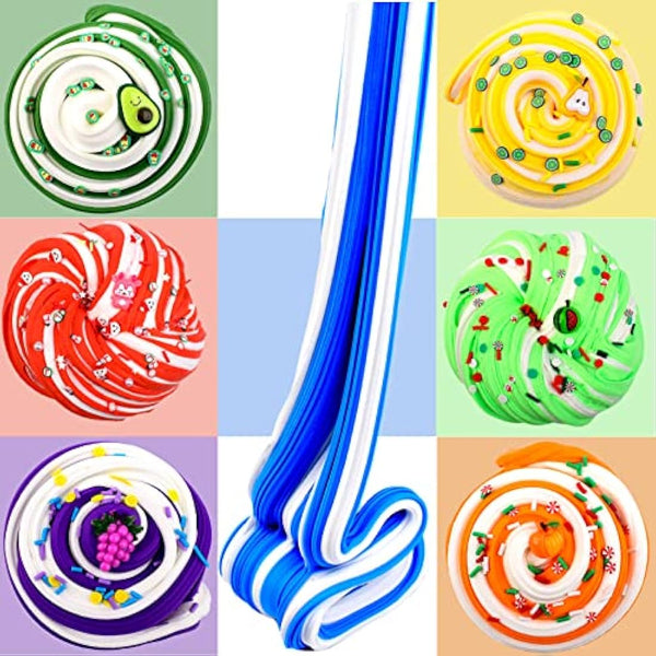 7 Pack Fluffy Butter Rainbow Slime, Non-Sticky and Soft for Boys, Scented Slime Party Favors, Birthday Gift, Stress Relief Toy for Kids