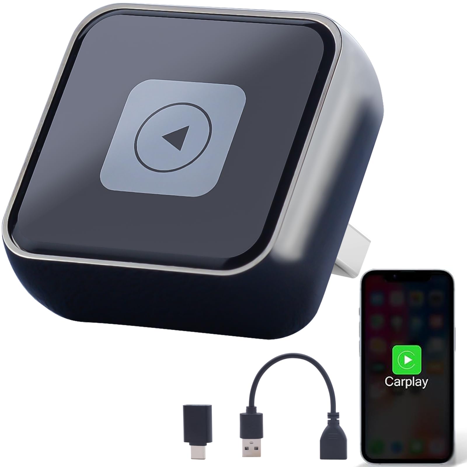 Wireless Carplay Adapter (2025 Upgrade),Plug and Play Convert Wired to Wireless Bluetooth Carplay Adapter Compatible with iPhone iOS 10+,- No Latency