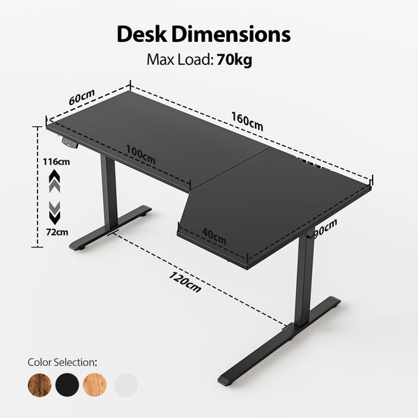 Agilestic L-Shaped Electric Standing Desk, 140cm Height Adjustable Sit-Stand Desk for Home Office, Ergonomic Computer Desk with Spliced Board, White