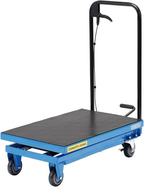 Draper Hydraulic Lifting Table, Certified to 225kg - 99814 - Lifting Range 225-720mm, Blue and Black