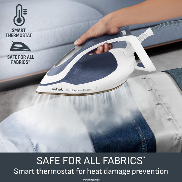 Tefal ProExpress Protect Steam Generator Iron, 7.5-Bar High Pressure, 560g/min Steam Boost, 135g/min Steam Output, No-Setting Technology, Anti-Drip Protection, 1.8 Litre, Blue & White,GV9224