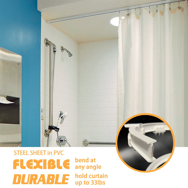 Flexible Ceiling Curtain Track | 7 m Curved Curtain Rail with Mute Rollers | Bendable Mount for Shower Bay Window RV Curtain Room Divider