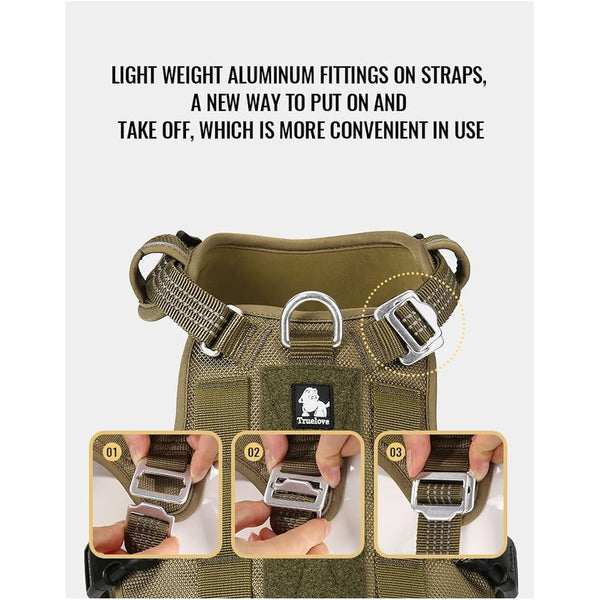 Escape Proof Dog Harness .No-Pull Adjustable Reflective Vest Harness with Handle Leash Attachments for Outdoor Training Walking