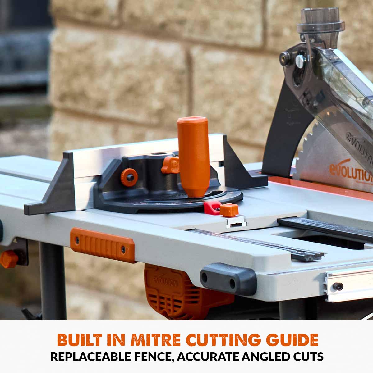 Evolution Power Tools R255TBLX+ Table Saw With Stand (Next Gen Rage 5-S) Multi-Material Cutting Blade Included Cuts Wood Metal Plastic, 45˚ Bevel, +/- 60˚ Mitre Angle, 85mm Cut Depth, 1800w Motor 240v
