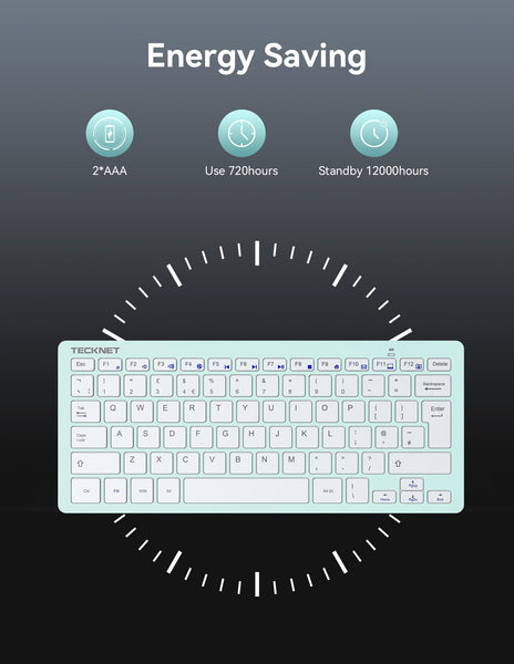 TECKNET 2.4G Wireless Keyboard For Windows/Chrome OS, UK Layout Compact Mini Keyboard, Small Silent Whisper-Quiet Keyboards with 12 months Battery Life (Pink)
