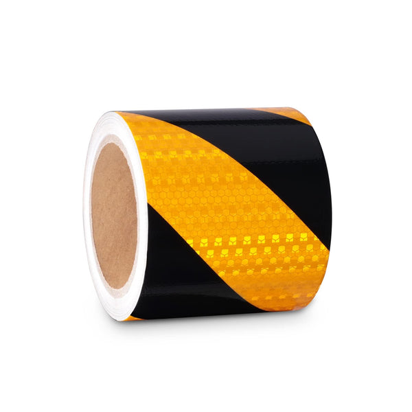 XFXIA Reflective Tape - Yellow & Black, 10cm x 20m, Waterproof, Self-Adhesive Warning Tape for Vehicles, Cars, Trailers, Outdoors