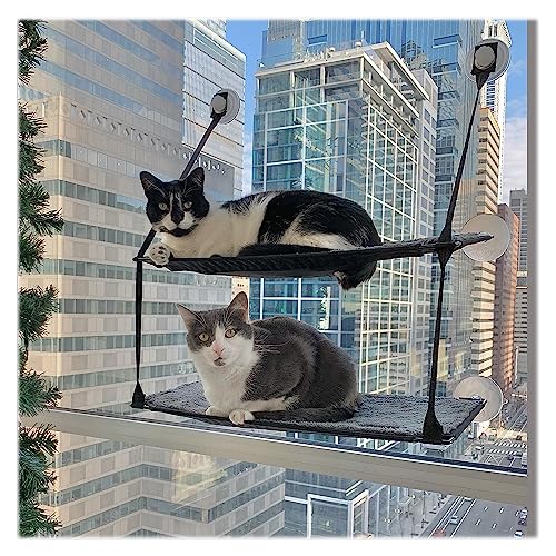 K&H Pet Products EZ Mount Window Kitty Sill Double Stack, 2 Levels, with Suction Cup Mounting System, Holds Over 22kg, 30.48cm x 58.42cm, Grey