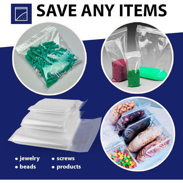 100 Grip Seal Bags 10" x 14" | Reusable Strong Zip Lock | Clear Resealable Plastic Bags | Polythene Packaging for Food Storage, Jewellery - by Sabco (10" x 14")