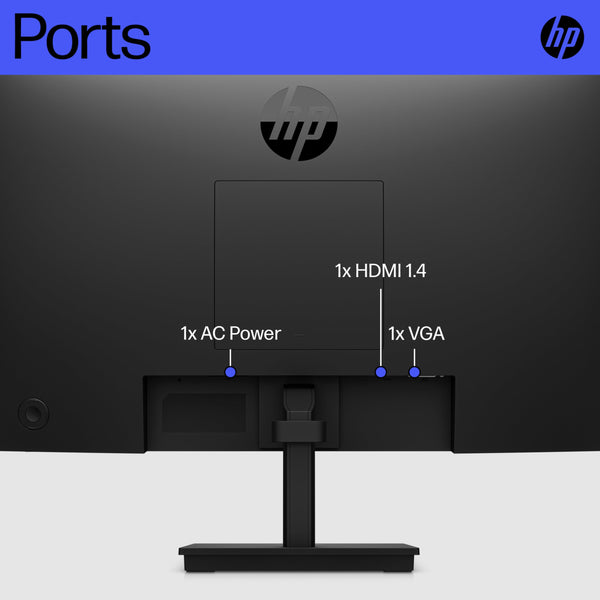 HP 24 Inch FHD Monitor | Full HD VA LCD Display | 75hz Refresh Rate | 250 Nits Brightness | 3000:1 Contrast Ratio | AMD FreeSync Technology | Adjustable Tilt | 1x HDMI 1.4, 1x VGA | Black | V24v G5