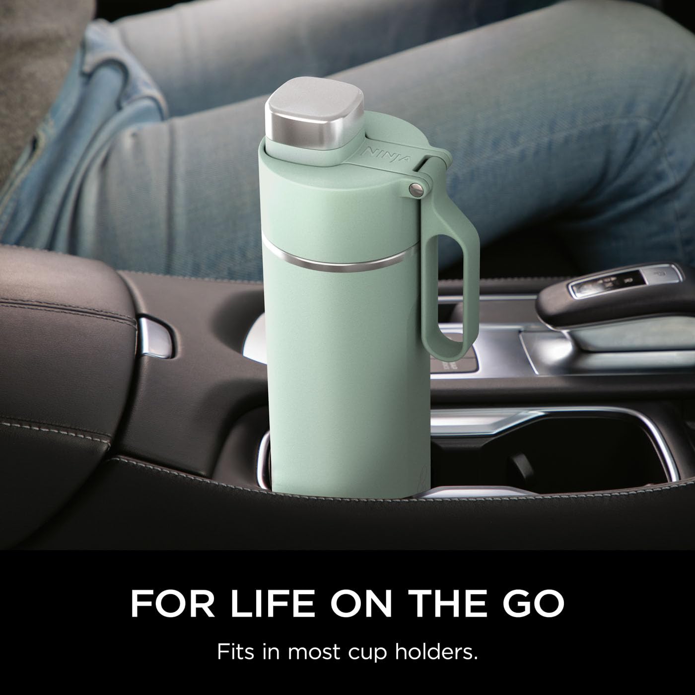 Ninja Thirsti Water Bottle and Flask 709 ML With Leak-Proof Lid, Designed For Carbonated, Hot & Cold Drinks, Ideal For Travel & Sports, Triple Insulated, Stainless Steel Bottle, Black, DW2401EUUKBK