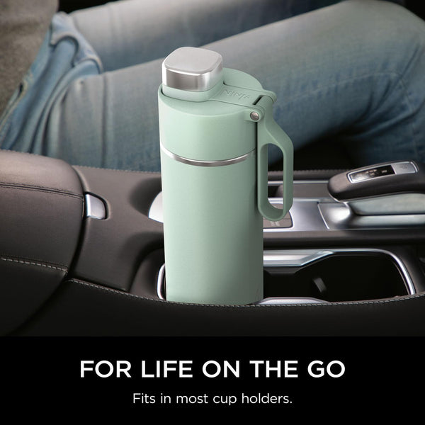 Ninja Thirsti Water Bottle and Flask 709 ML With Leak-Proof Lid, Designed For Carbonated, Hot & Cold Drinks, Ideal For Travel & Sports, Triple Insulated, Stainless Steel Bottle, Black, DW2401EUUKBK