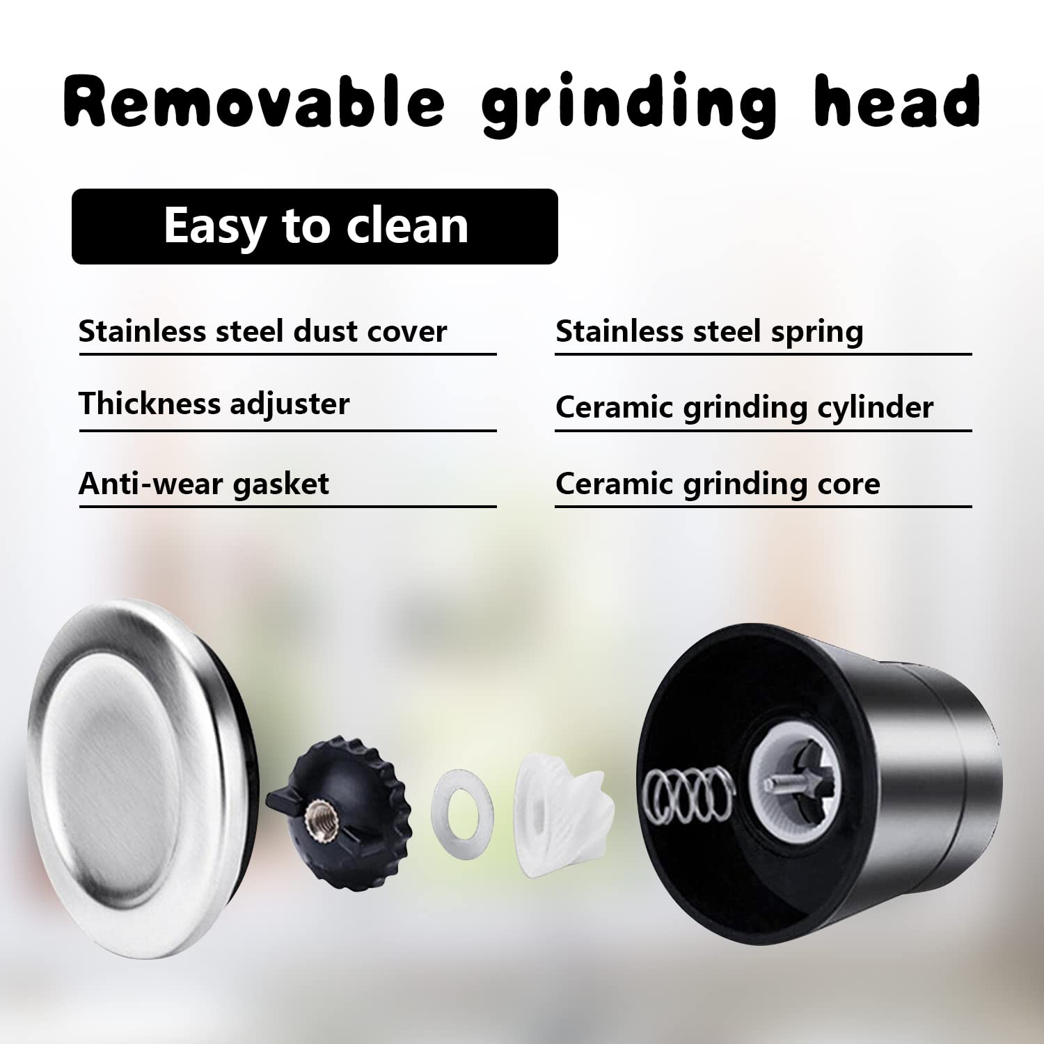 Salt and Pepper Grinder Set, Adjustable Coarseness Salt Shakers, Premium Ceramic Glass Body Salt and Pepper Mills [Without Spice Content]