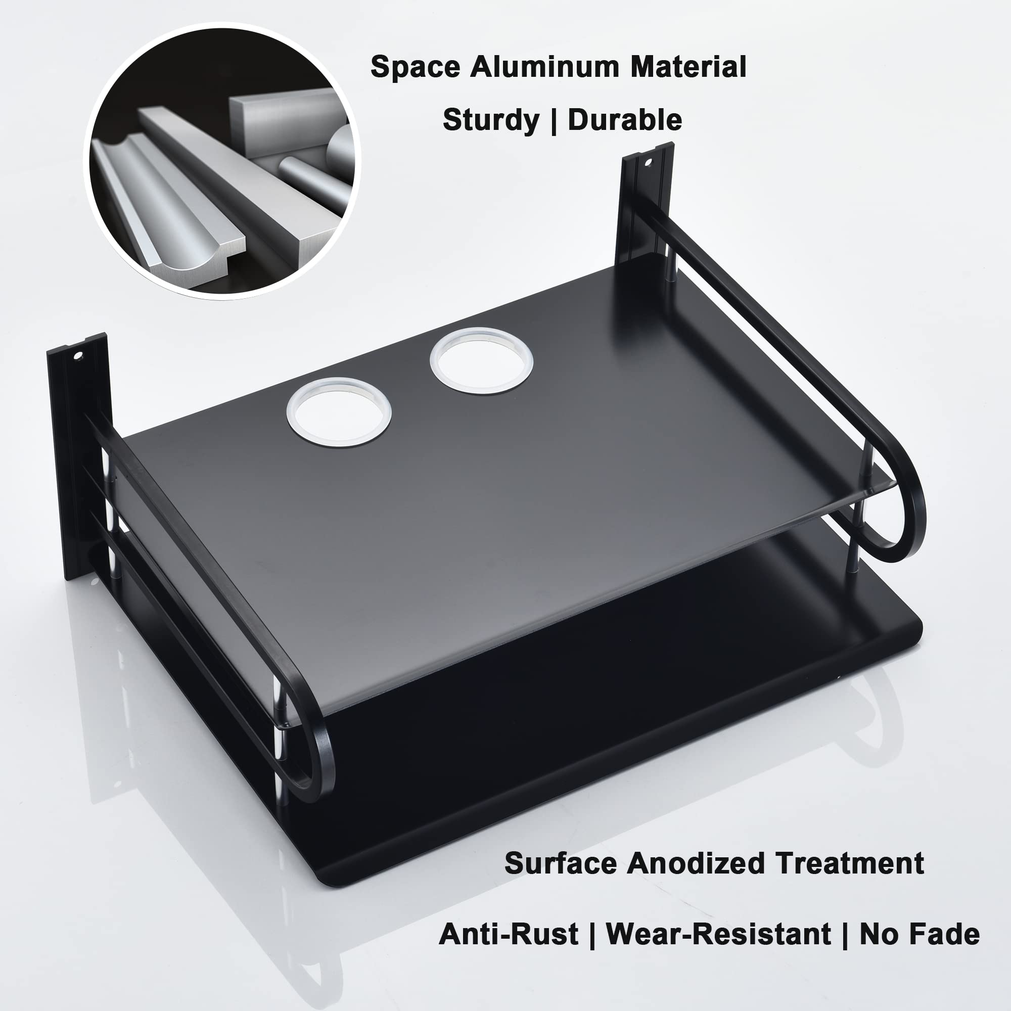 HNVNER Wall Mounted Projector Shelf Metal Router Rack DVD Player Bracket, Floating Wall Shelves For TV Components Such as Cable TV Box/Sky Box/Media