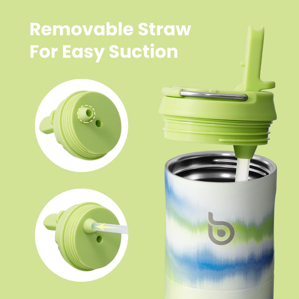 Insulated Water Bottle 700ml(24oz) with Straw, Lid, and Handle - Stainless Steel Sports Travel Gym Bottle for Men and Women (Skiing)