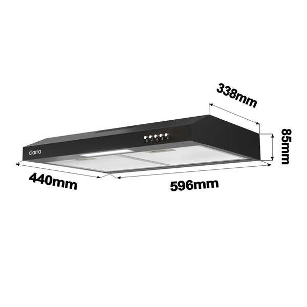 CIARRA 60cm Visor Cooker Hood Undercabinet Hoods Stainless Steel Wall Mounted Kitchen Extractor Fan Model CBCS6903