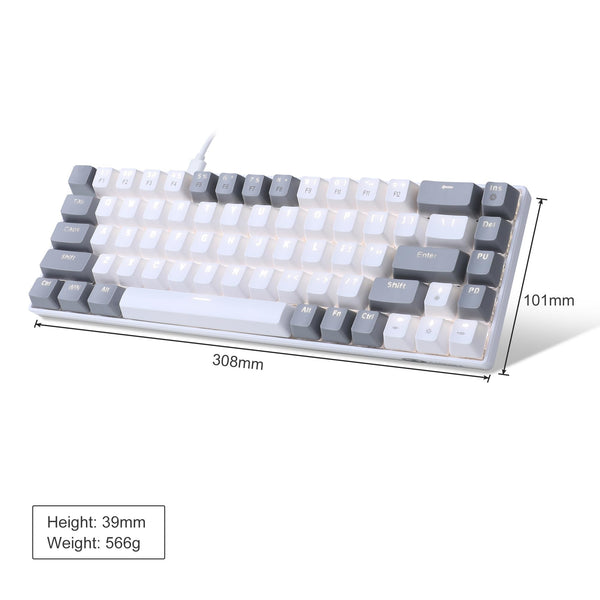 MageGee Portable 60% Gaming Mechanical Keyboard, Minimalist MK-Box Ice Blue Backlit Compact 68 Keys Wired Office Keyboard with Red Switch for Windows Laptop PC Mac Convenient(Gray & White)