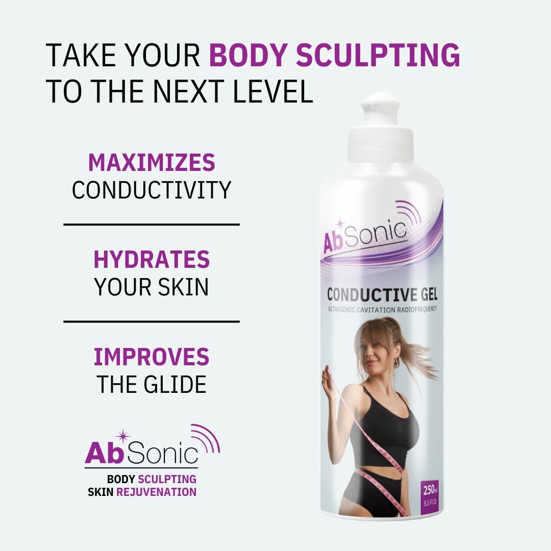 Absonic - Conductive Gel for Cavitation, Microcurrent, Radiofrequency, TENS, EMS, Muscle Stimulation, NuFace, Facial Devices, Body Sculpting & Skin