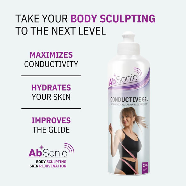 Absonic - Conductive Gel for Cavitation, Microcurrent, Radiofrequency, TENS, EMS, Muscle Stimulation, NuFace, Facial Devices, Body Sculpting & Skin