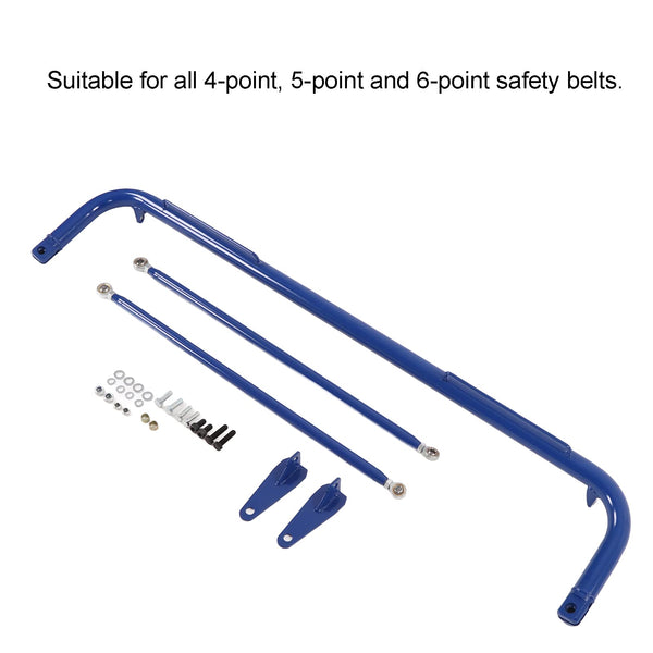 Seat Belt Harness Bar Kit, 49in Racing Safety Seat Belt Chassis Roll Harness Bar Rod Kit Stainless Steel Universal (Blue)
