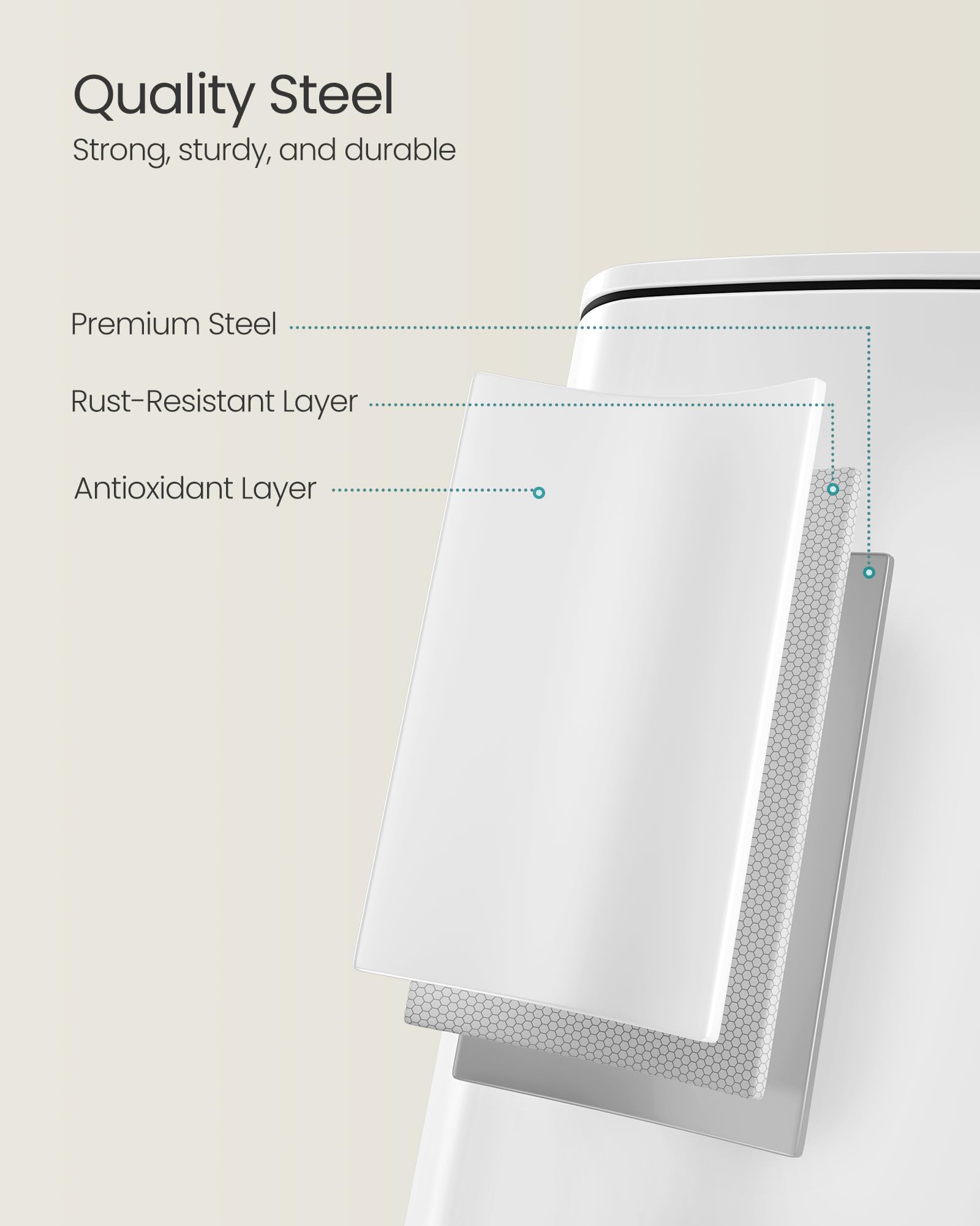 SONGMICS Kitchen Bin, 8-Gallon (30 L) Trash Bin, Steel Pedal Bin, with Inner Bucket, Soft Close and Stays Open, Metallic Silver LTB593E01