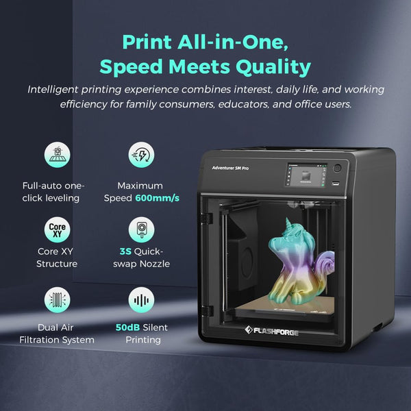 FLASHFORGE AD5M 3D Printer Fully Auto Calibration Print with 1-Click Max 600mm/s Speed, All-Metal CoreXY Structure Precise Printing, Easy-Maintenance Quick-Swap Nozzle, Print Size 220x220x220mm